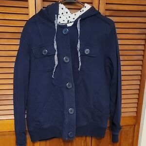Navy Blue Button-Up Hoodie